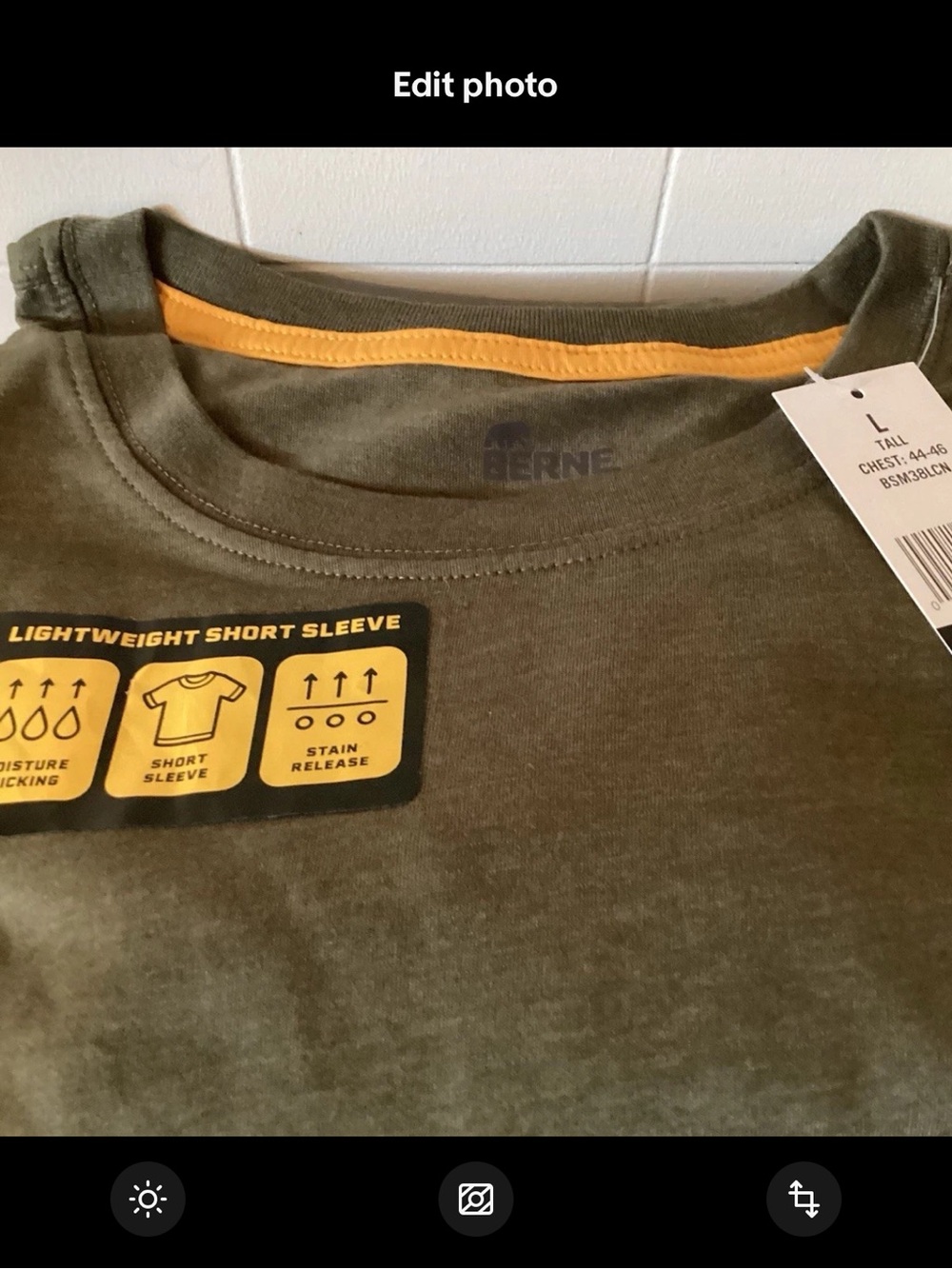 Berne Lightweight Performance SS Pocket T-Shirt BSM38LCN Olive Sz Lg Tall